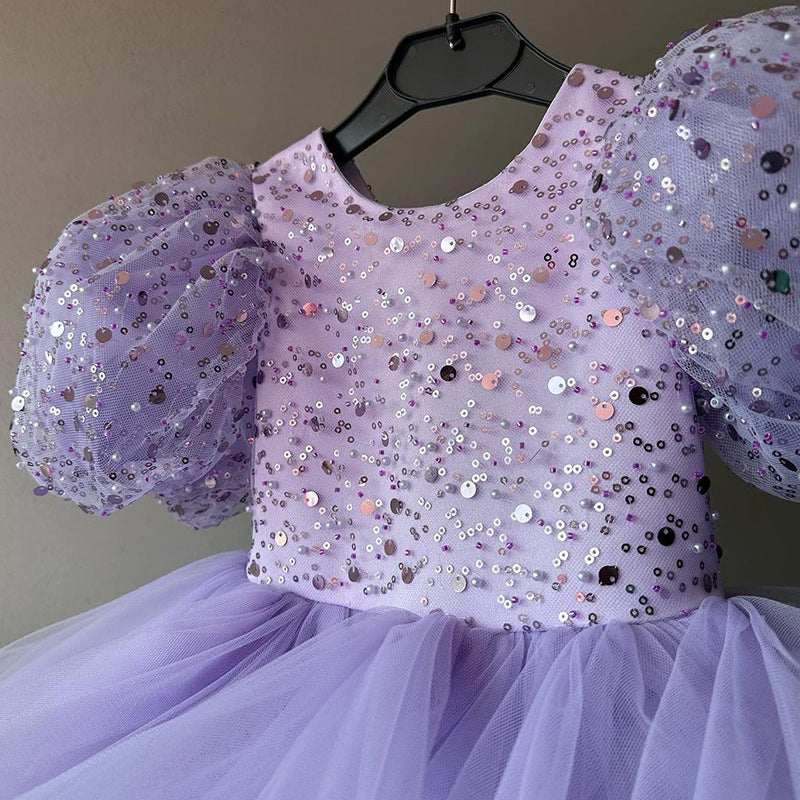 Cute Toddler Christmas Sequin Pageant Dress  Baby Girl First Communion Princess Dress