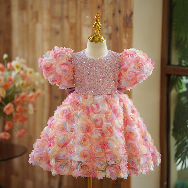 Cute Baby Girl Beauty Pageant  Flower Dress Toddler First Communion Princess Dress