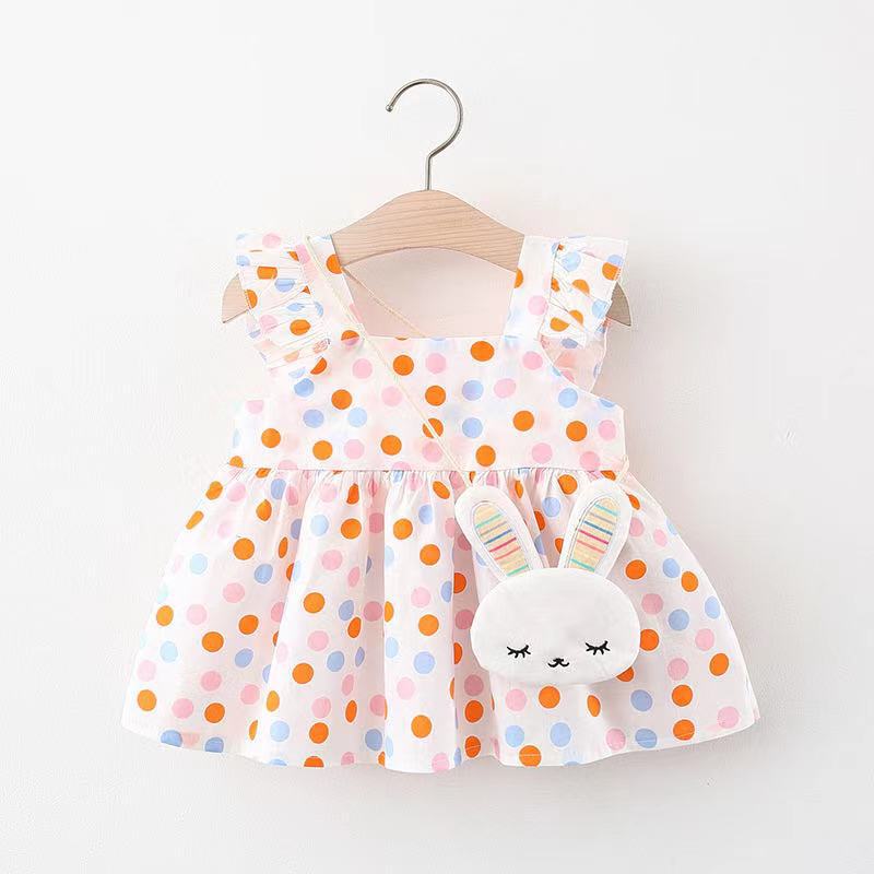 Baby Girl Love Print Cute Dress with Dragonfly Bag Set