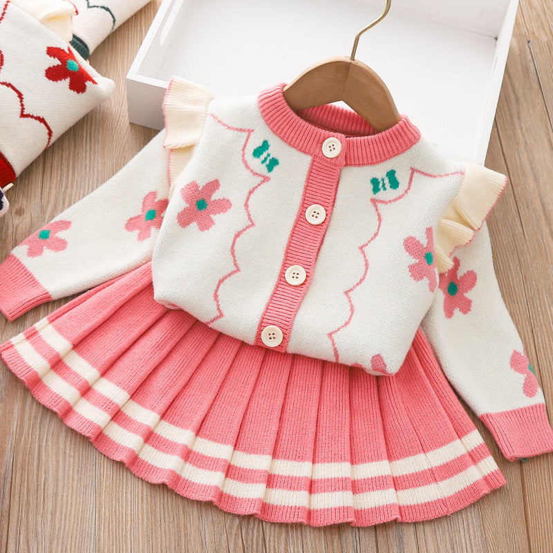 Cute Baby  Girl Printed Two Piece Dresses