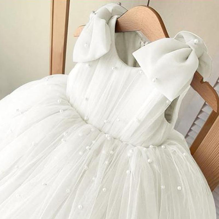 Baby Girl  Beauty Pageant Bead Mesh Dress Toddler Birthday First Communion Princess Dress