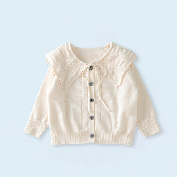 Sweet Baby Girl’s Preppy Style Doll Collar Cardigan and Puffy Skirt Two-piece Set