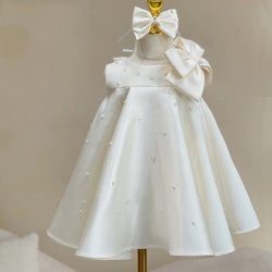 Cute Baby Girls White Baptism Birthday Party Princess Dress