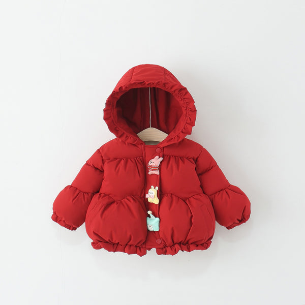 Girls' Winter Cartoon Hooded Cotton-padded Coat
