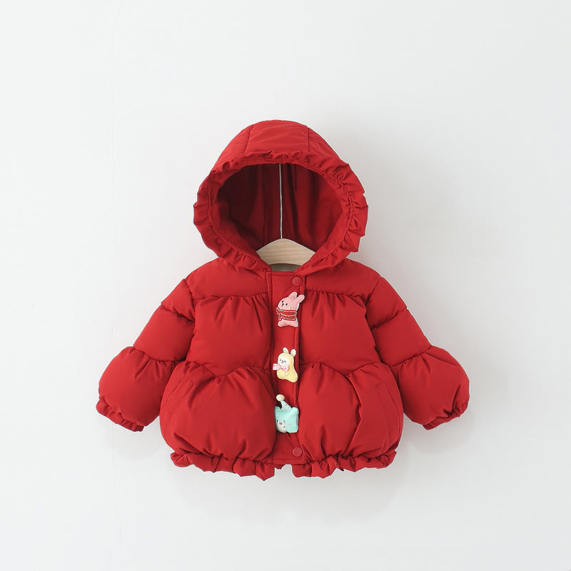 Girls' Winter Cartoon Hooded Cotton-padded Coat