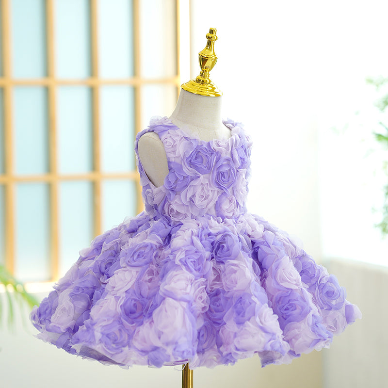 Baby Girl Birthday Wedding Party Sleeveless Zipper Flower Princess Dress