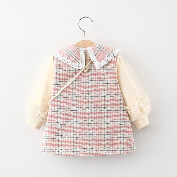 Baby Girl Fake Two Piece Dress Children's Long Sleeve Dress
