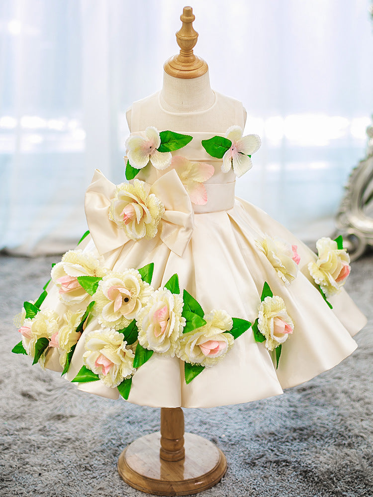 Flower Girl Dress Toddler Birthday Party Dress Summer Flower Puffy Girl Formal Dresses, Flower / 4-5 Years (120cm)