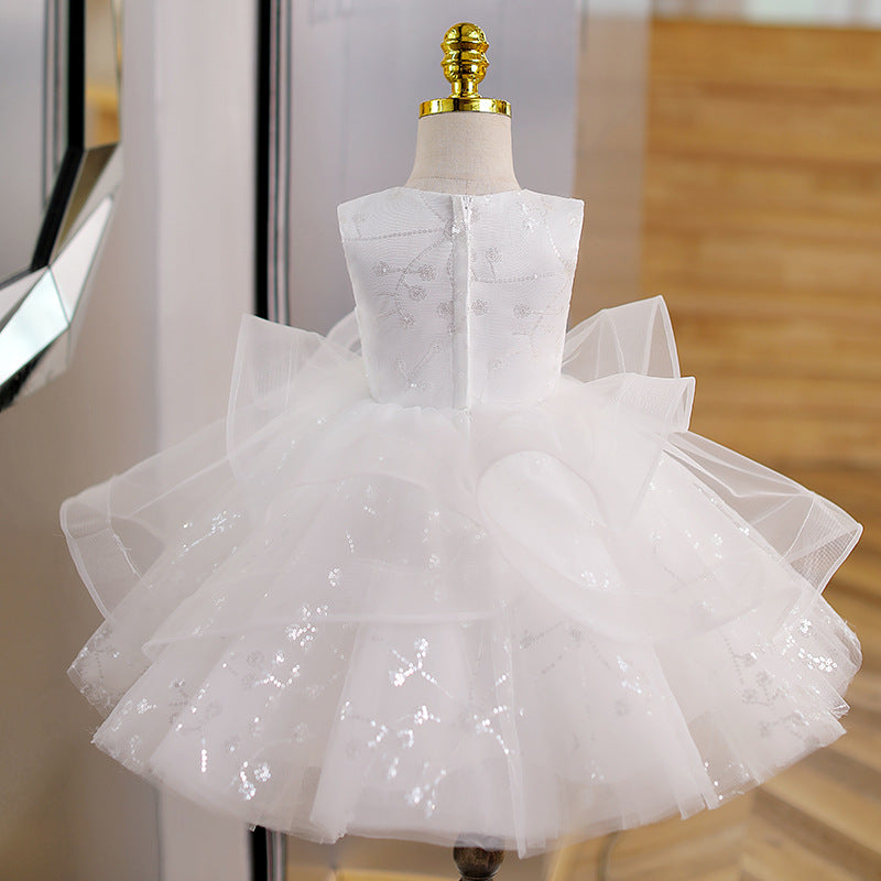 Baby Girl Sequin Pattern Shiny Pageant Princess Dress