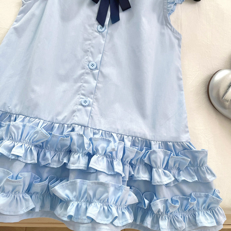 Girls Summer New Bow Lace Princess Dress