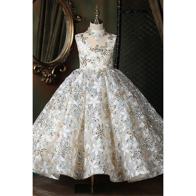 Baby Cute Girl Sequins Pageant Dress Toddler Birthday Party Ball Gown