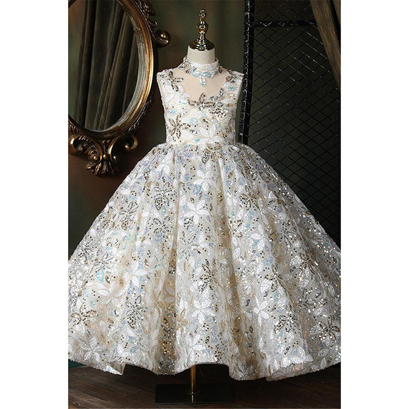 Cute  Baby Girl Sequins Pageant Dress Toddler Birthday Party Ball Gown