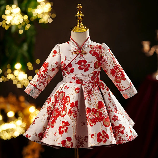 Baby Girl Red Birthday Dress Girl Cheongsam New Year Dress
