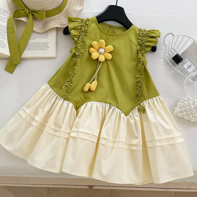 Girls Summer New Flower Splicing Princess Dress