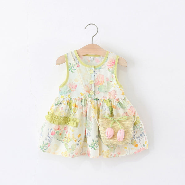 Children's Summer Dress Girls Flower Sleeveless Dress