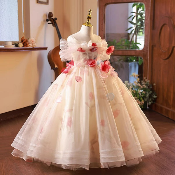 Elegant Baby Rose Flower Girl Dress Birthday Dresses Girls Beauty Pageant Dress