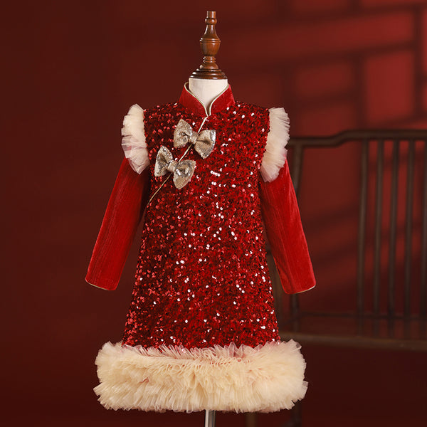 New Year Cute Baby Girl Sequins Formal Dresses Toddler Birthday Party Dress, Wine red / 4-5 Years (120cm) New Year Cute Baby Girl Sequins Formal Dresses Toddler Birthday Party Dress, Wine red / 4-5 Years (120cm)