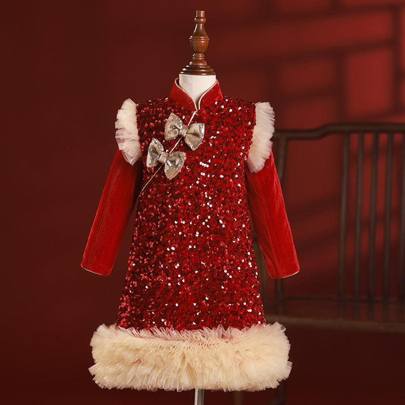 New Year Cute Baby Girl Sequins Formal Dresses Toddler Birthday Party Dress, Wine red / 4-5 Years (120cm) New Year Cute Baby Girl Sequins Formal Dresses Toddler Birthday Party Dress, Wine red / 4-5 Years (120cm)