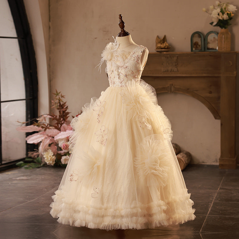 Flower Embroidery Fluffy Princess Dress Birthday Dress marryshe Flower Embroidery Fluffy Princess Dress Birthday Dress marryshe