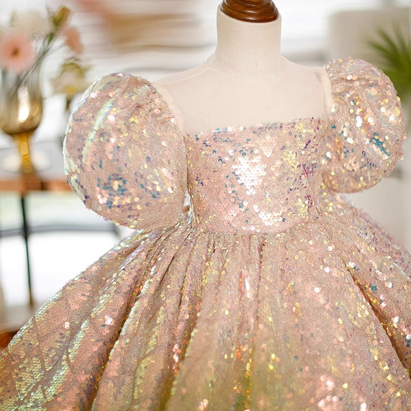 Summer Baby Girl and Toddler Birthday Party Dress Sequin Prom Dress