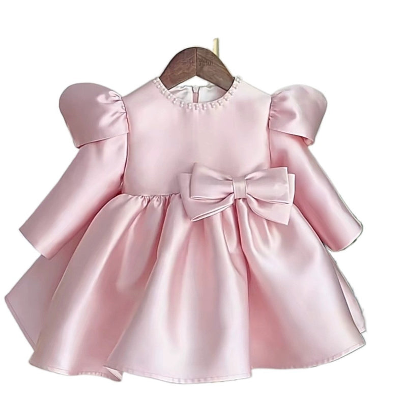 Cute Baby Girl Autumn Puffy Dress Toddler Christmas Bow-knot Princess Dress