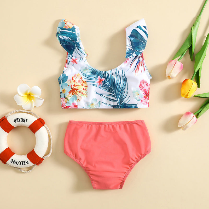 Girls Puff Sleeve Cute High Elastic Swimsuit