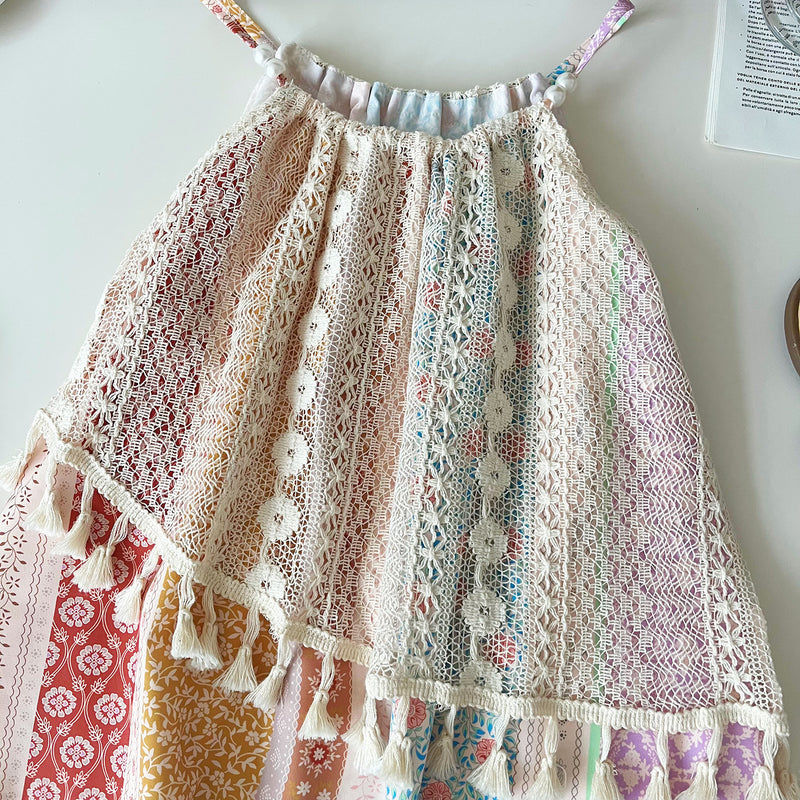 Girls Suspender Dress Summer Tassel Princess Dress