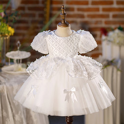 Toddler Prom Dress Girl Birthday Party Wedding Christening Dress Bowknot Mesh Princess Dress