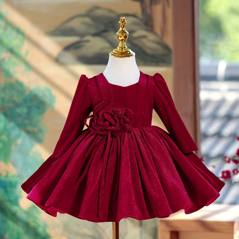 Burgundy baby flower girl dress on sale