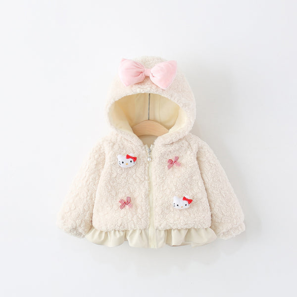 Girls Cute Cartoon Warm Hooded Coat