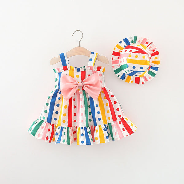 Baby Girl Colorful Striped Original Suspender Princess Dress