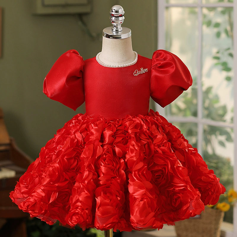 Cute Baby Girl Puffy Red Dress Toddler Birthday Party Princess Dress marryshe Cute Baby Girl Puffy Red Dress Toddler Birthday Party Princess Dress marryshe
