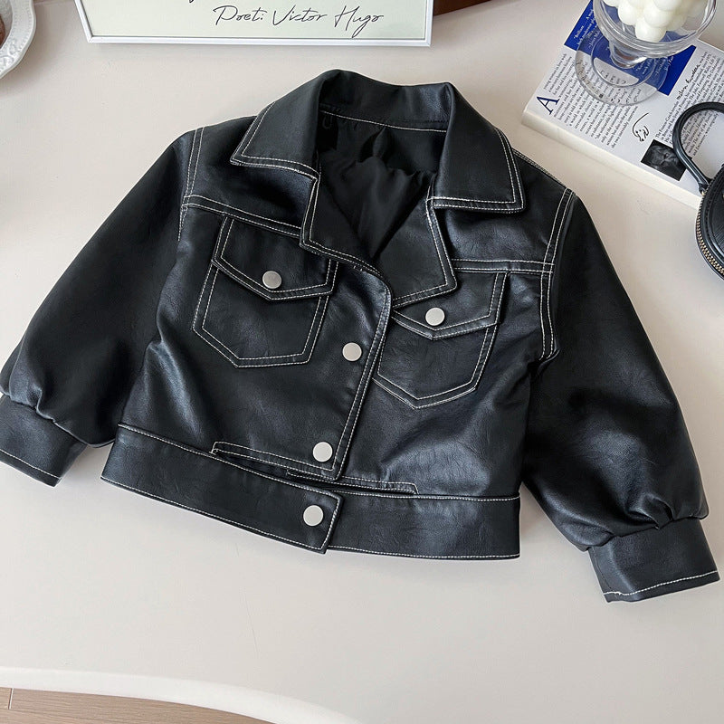 New Autumn Children's Soft PU Leather Jacket