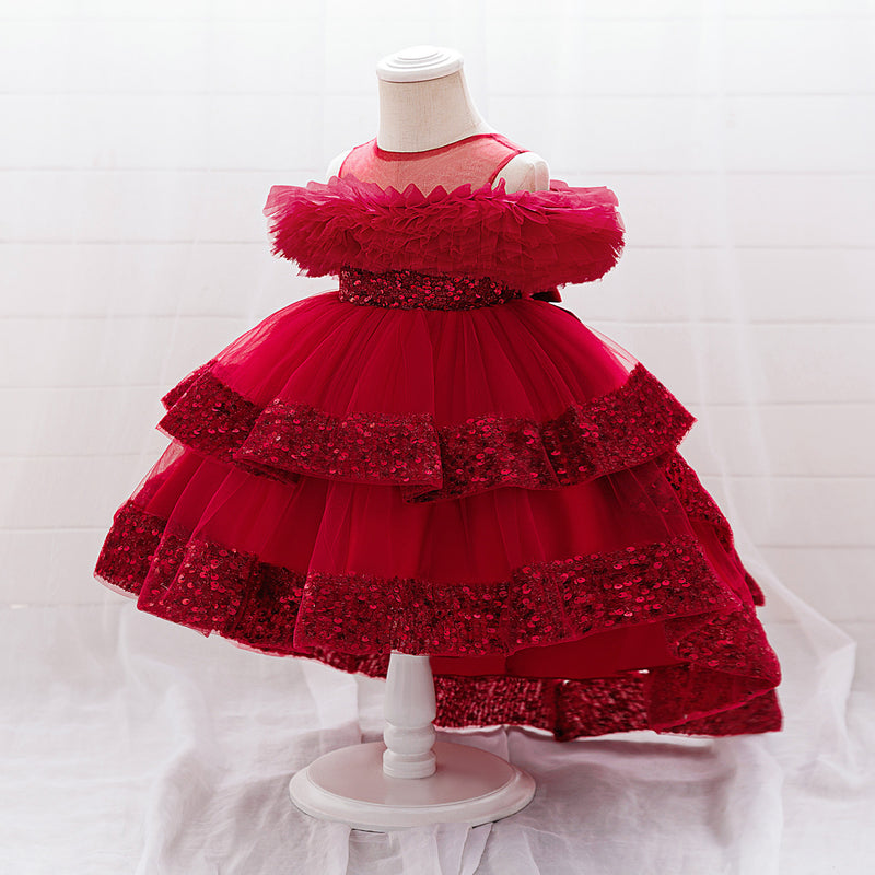 Children's Sequined Dress Girls' Birthday Train Dress Baby Party Princess Dress Children's Sequined Dress Girls' Birthday Train Dress Baby Party Princess Dress