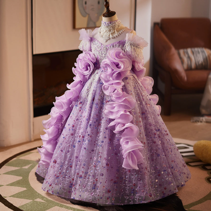 Girls Birthday Purple Dress Children's Wedding Dress Girls Prom Dress
