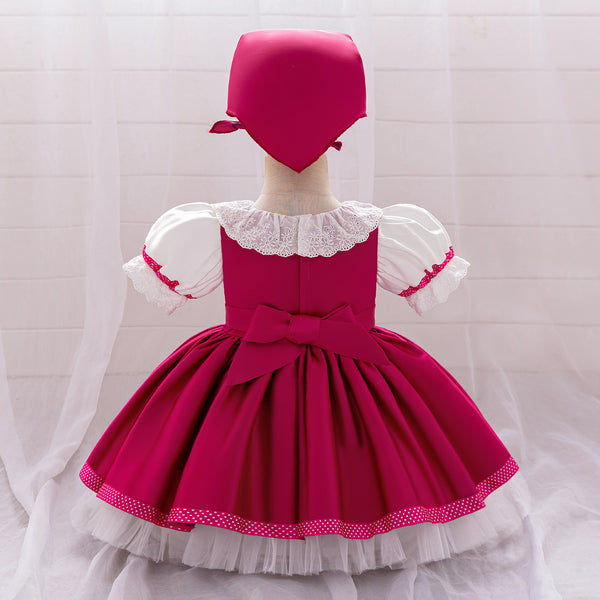 Girls Puff Sleeve Party Dress Children's Birthday Dress
