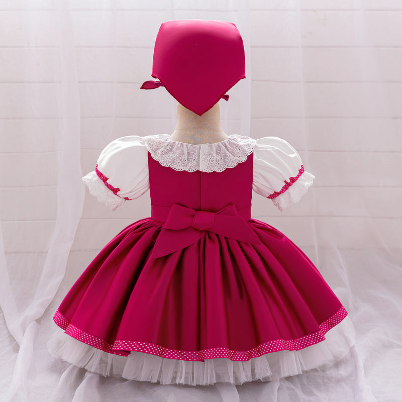 Girls Puff Sleeve Party Dress Children's Birthday Dress