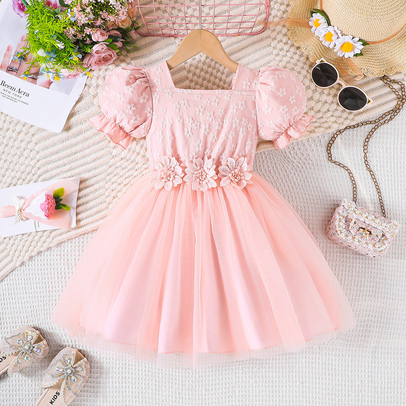 Girls Birthday Elegant Princess Dress Girls Floral Vacation Dress Girls Birthday Elegant Princess Dress Girls Floral Vacation Dress