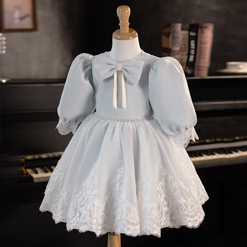 Cute Flower Girl Wedding Dress Baby Girl Birthday Bow Princess Dress