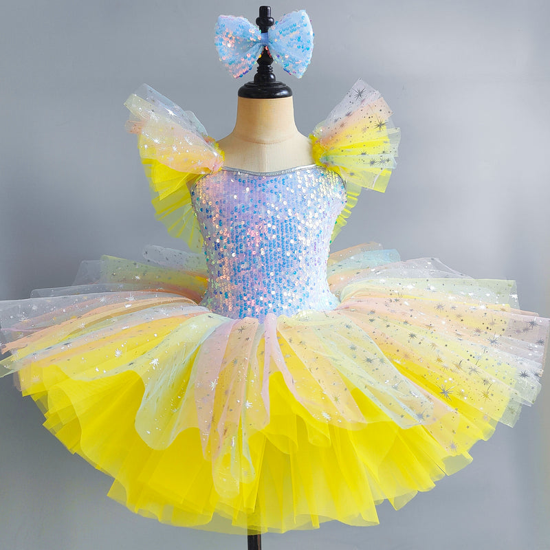 Cute Flower Girl Dress Girl Birthday Puffy Princess Dress
