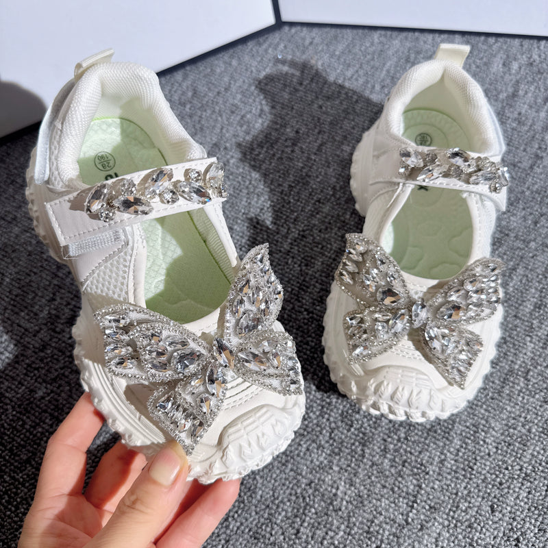 Autumn New Girls Sports Rhinestone Breathable Princess Shoes