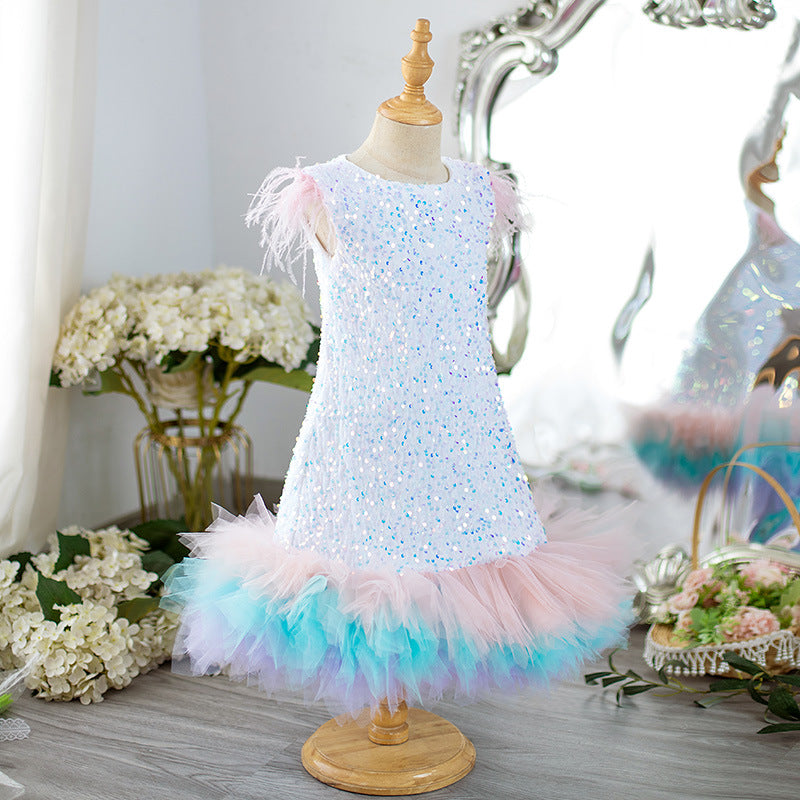Children's Party Sequin Dress Girls Birthday Princess Dress