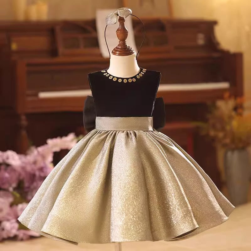 gold christmas dress girl Toddler Girl 12 Months Bonnie Jean Girls White Gold Christmas Holiday Dress