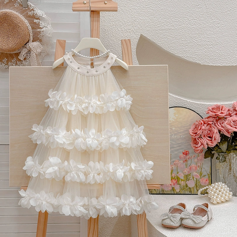 Girls Birthday Suspender Dress Children Party Puffy Dress