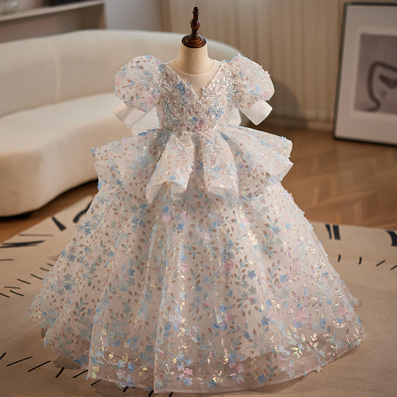 princess dress for toddler birthday Wolled 3-12 Years Girls Trailing Princess Dresses for Kids Baby Embroidery Bridesmaid Dress Toddler Birthday Party Gown, Infant Girl's, Size: 5-6Y,