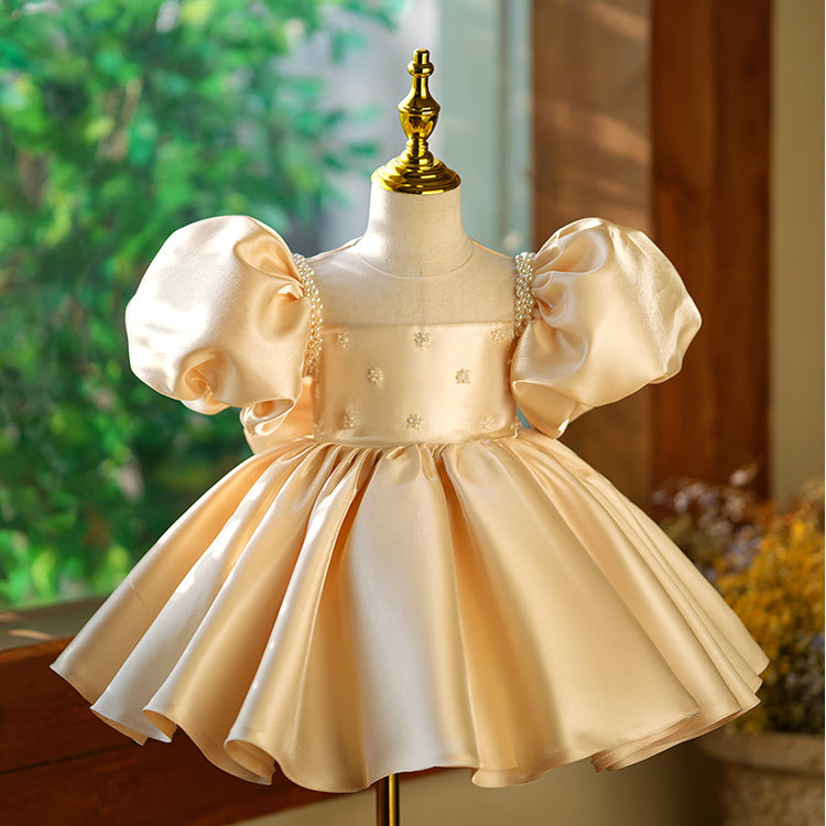 Toddler Communion Dress Wedding Pearl Big Bow-knot Princess Dress