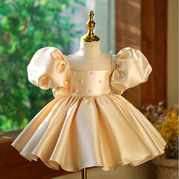 Toddler Communion Dress Wedding Pearl Big Bow-knot Princess Dress