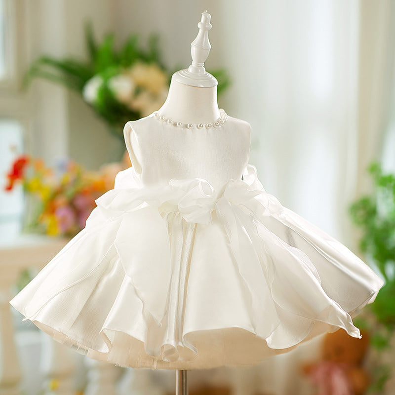 Girls White Communion Dress Baby Birthday Princess Dress