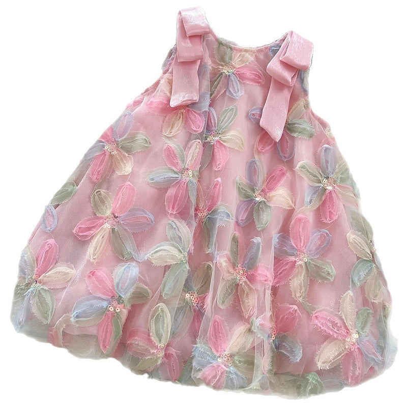 Girls Pink Summer New Vest Princess Dress