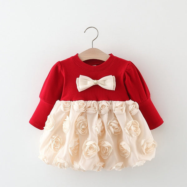 Girls Autumn Rose Bud Princess Dress